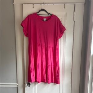 J. Crew Factory Flutter-Sleeve T-shirt Dress Pink Size XL